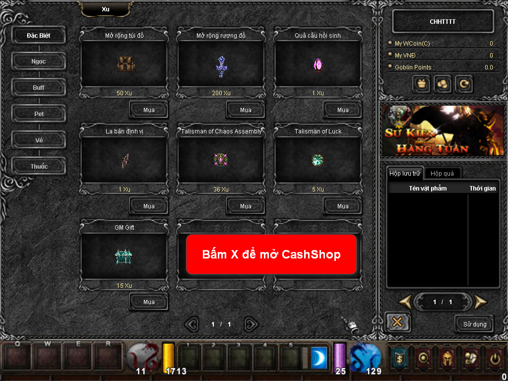 Chức năng chính của Game MU Minh Long Chức năng chính của Game MU Minh Long
